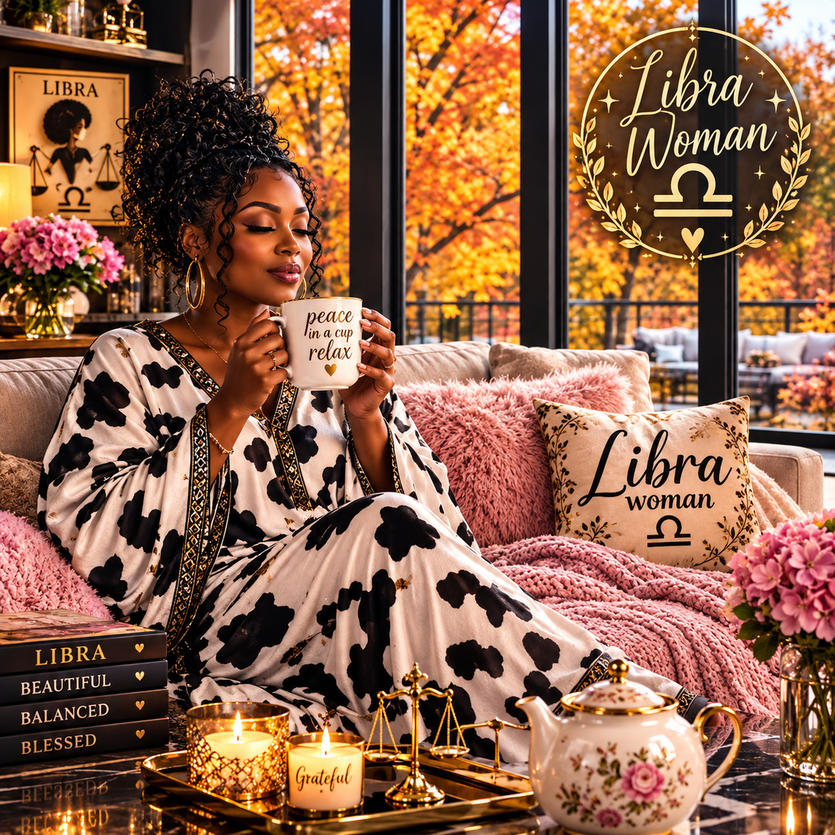 Libra Woman- Peace in a Cup Relaxation Coaster