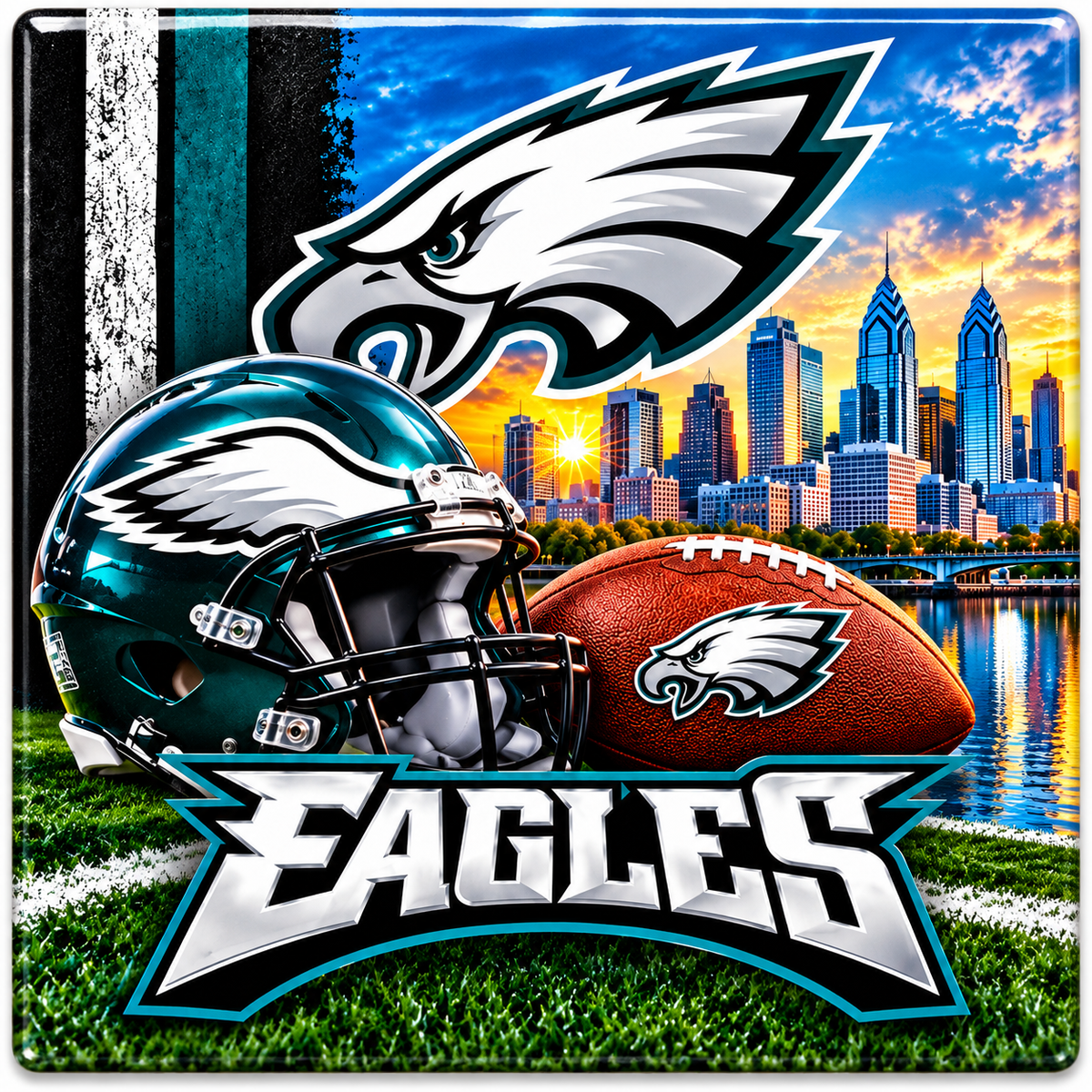 Philadelphia Eagles Football Pride Glossy Coaster