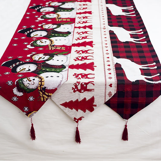 Christmas Decorations Elk, Snowman Table Runner