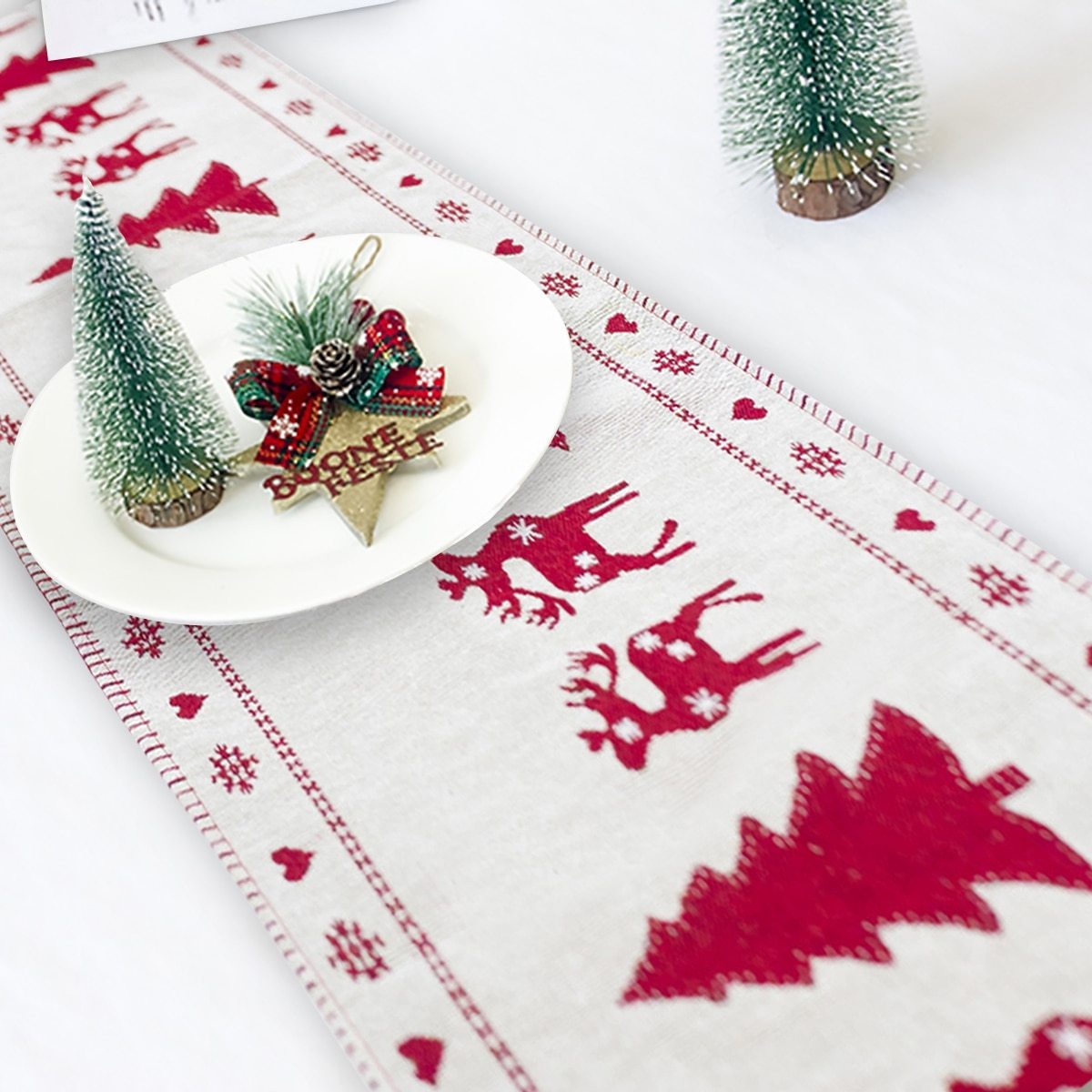 Christmas Decorations Elk, Snowman Table Runner