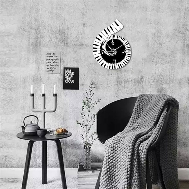 Decoration Wall Clock Treble Clef Piano Keyboard Musical Notes Decoration Wall Clock