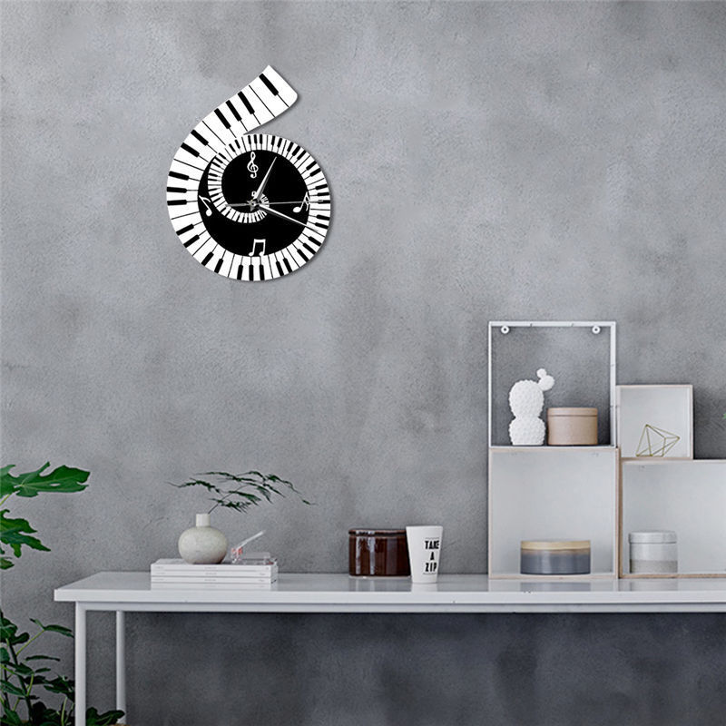 Decoration Wall Clock Treble Clef Piano Keyboard Musical Notes Decoration Wall Clock