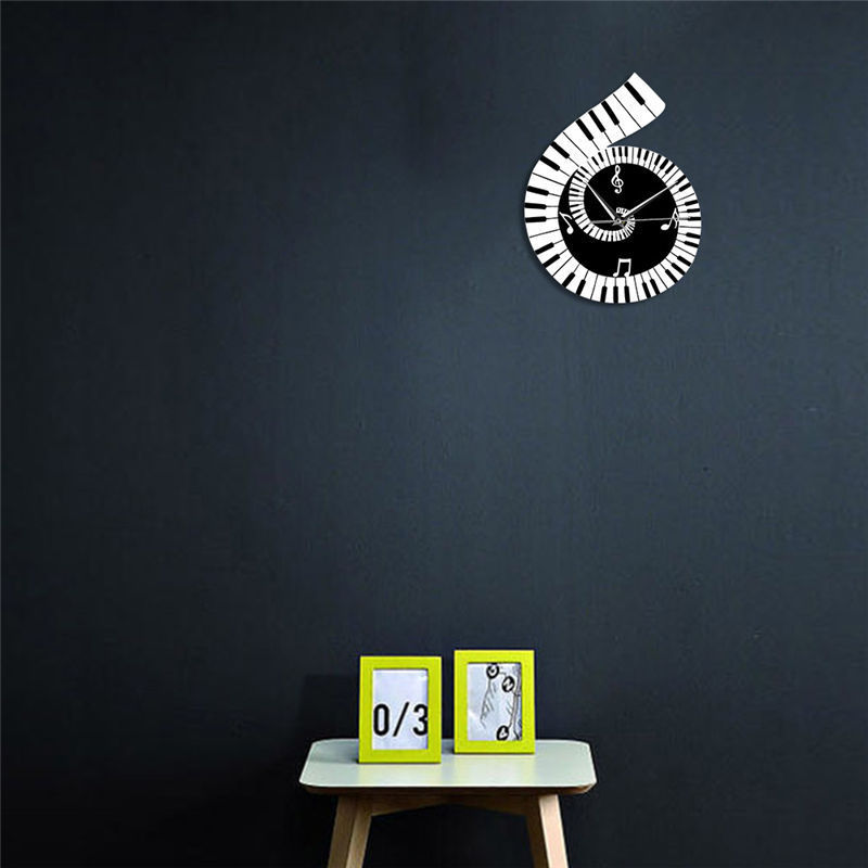 Decoration Wall Clock Treble Clef Piano Keyboard Musical Notes Decoration Wall Clock