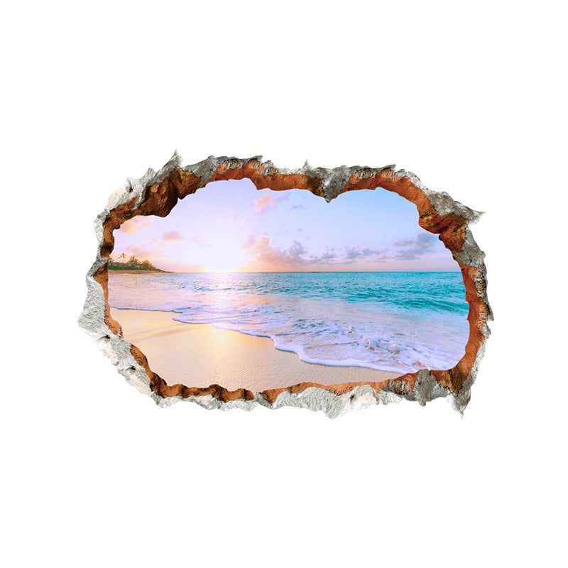 Ripped Landscape Wall Sticker Ocean Beach Decorative Painting