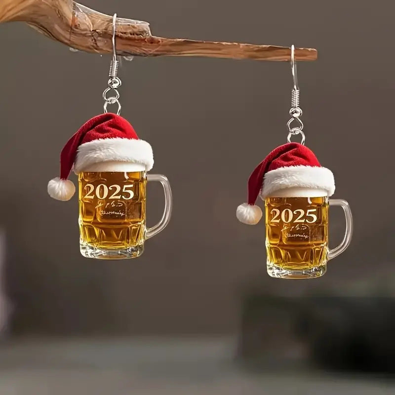 2025 Christmas Beer  Acrylic Earrings