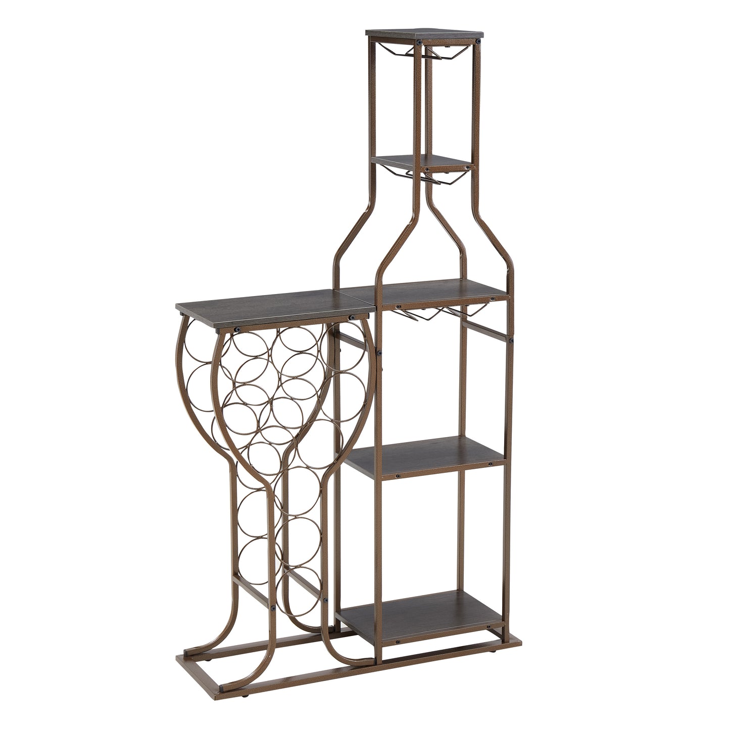 5-tier Freestanding Wine Rack With Hanging Wine Glass with Storage