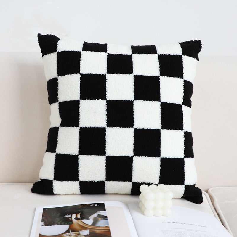 Black And White Simple Checkerboard Pillow