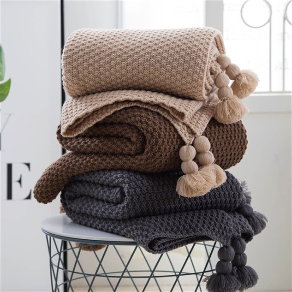 Nordic wool knit sofa leisure blanket