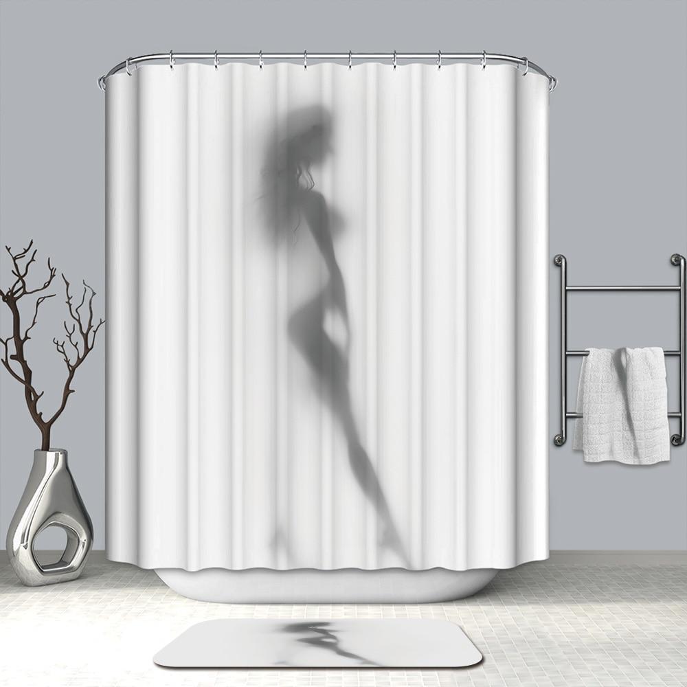 Bathroom Curtain Waterproof Polyester Girl Shadow Woman Simple Shower Curtain