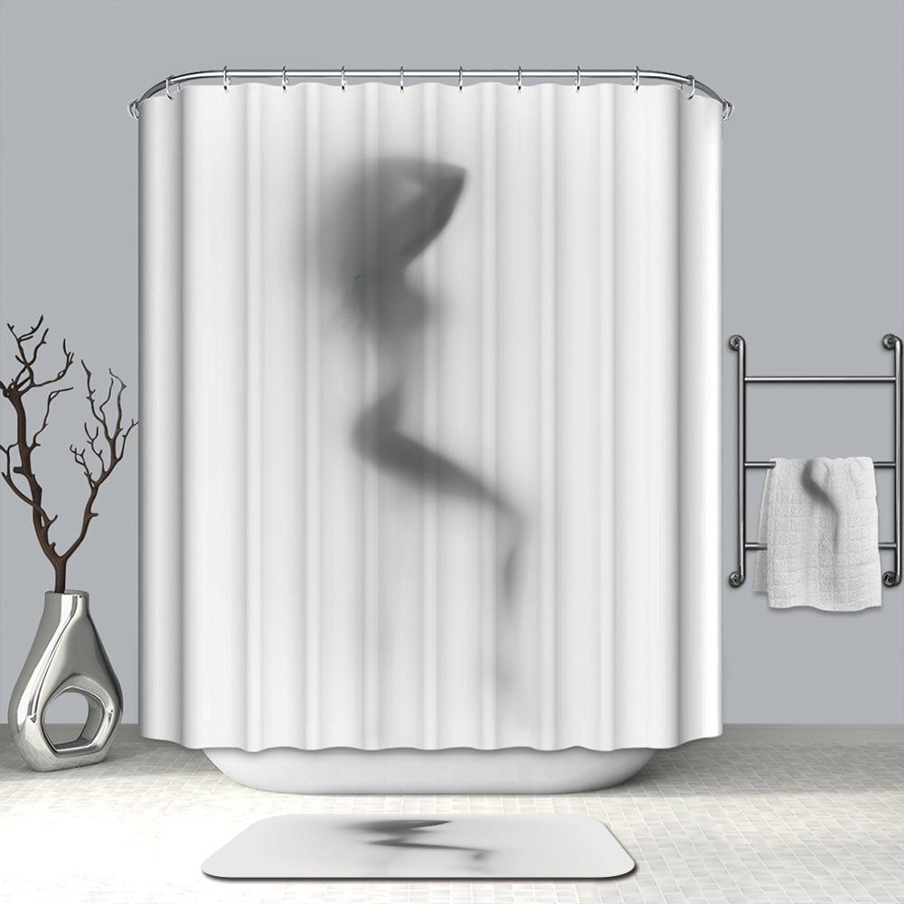 Bathroom Curtain Waterproof Polyester Girl Shadow Woman Simple Shower Curtain