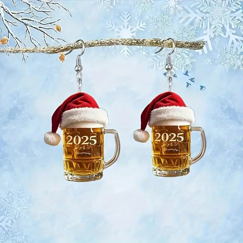 2025 Christmas Beer  Acrylic Earrings