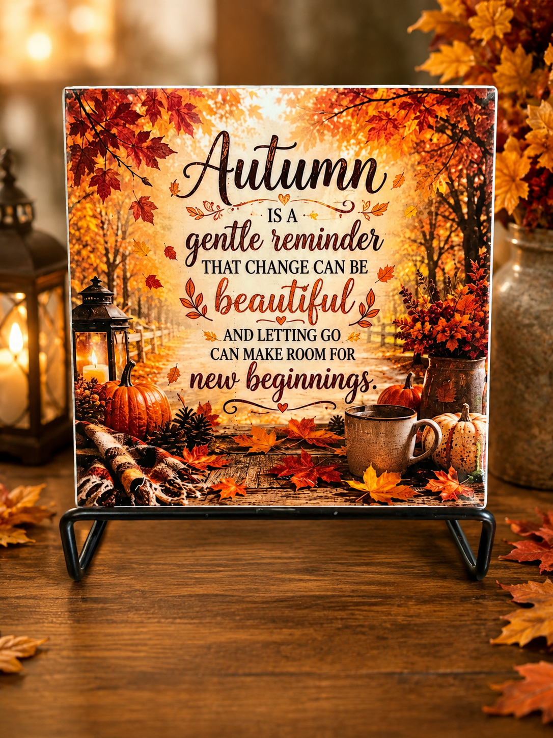 Autumn New Beginnings Handmade Title Coaster