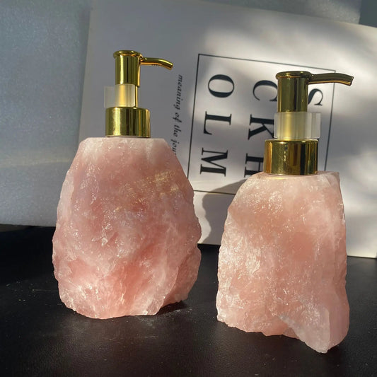 1 PCS Natural Pink Crystal Stone Press Bottle Dispenser Luxury Bathroom Accessory