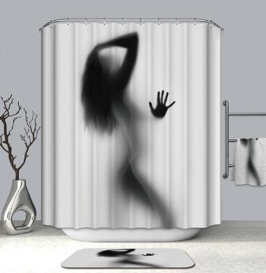 Bathroom Curtain Waterproof Polyester Girl Shadow Woman Simple Shower Curtain