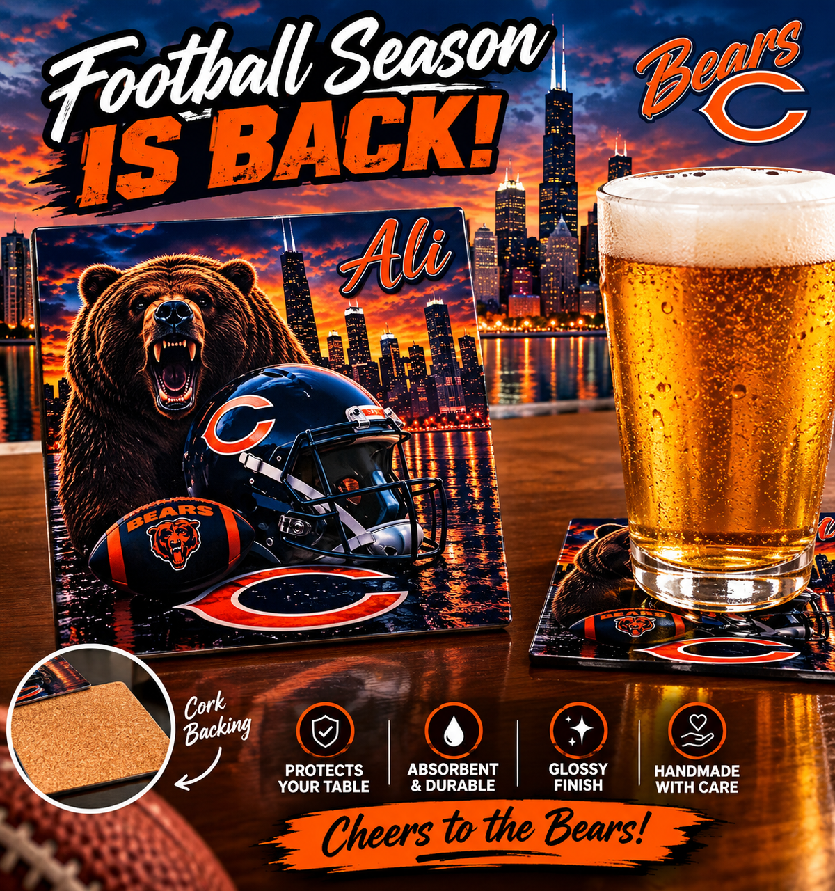 Football Team Drink Coaster