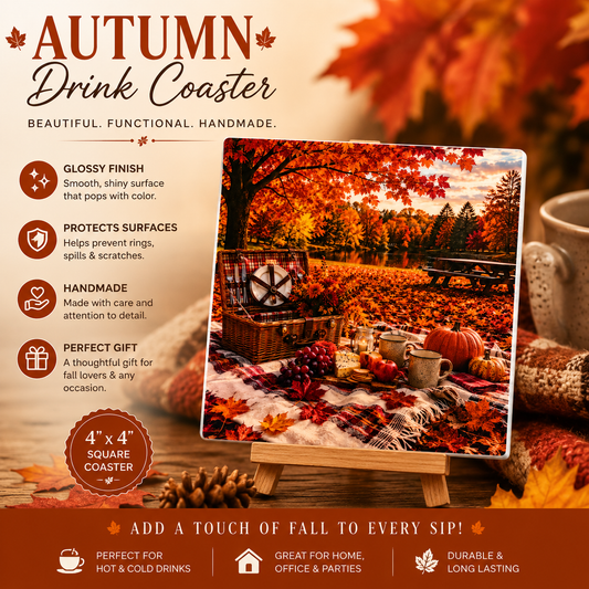 Autumn Picnic Handmade Fall Drink Coaster