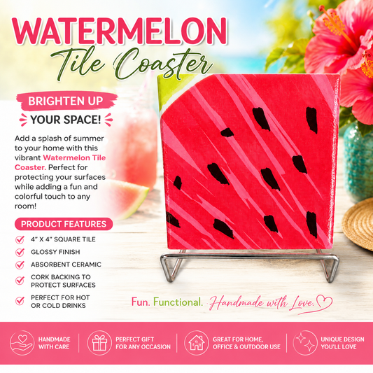 Watermelon Splash Handmade Tile Coaster