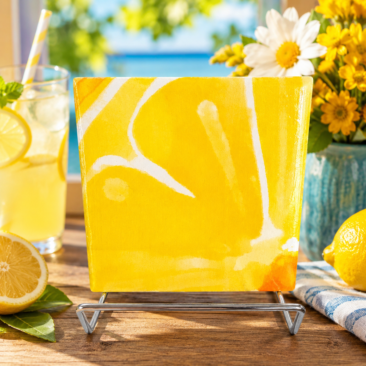 Sunshine Lemon Handmade Glossy Coaster