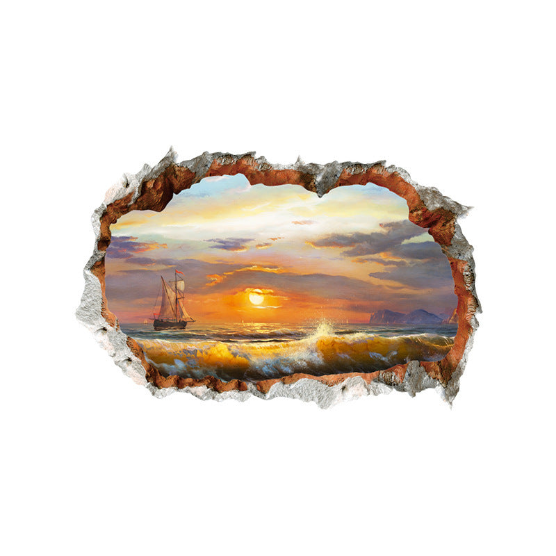 Ripped Landscape Wall Sticker Ocean Beach Decorative Painting