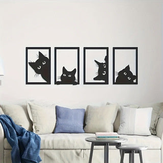 Black Cat Metal Wall Art Decoration