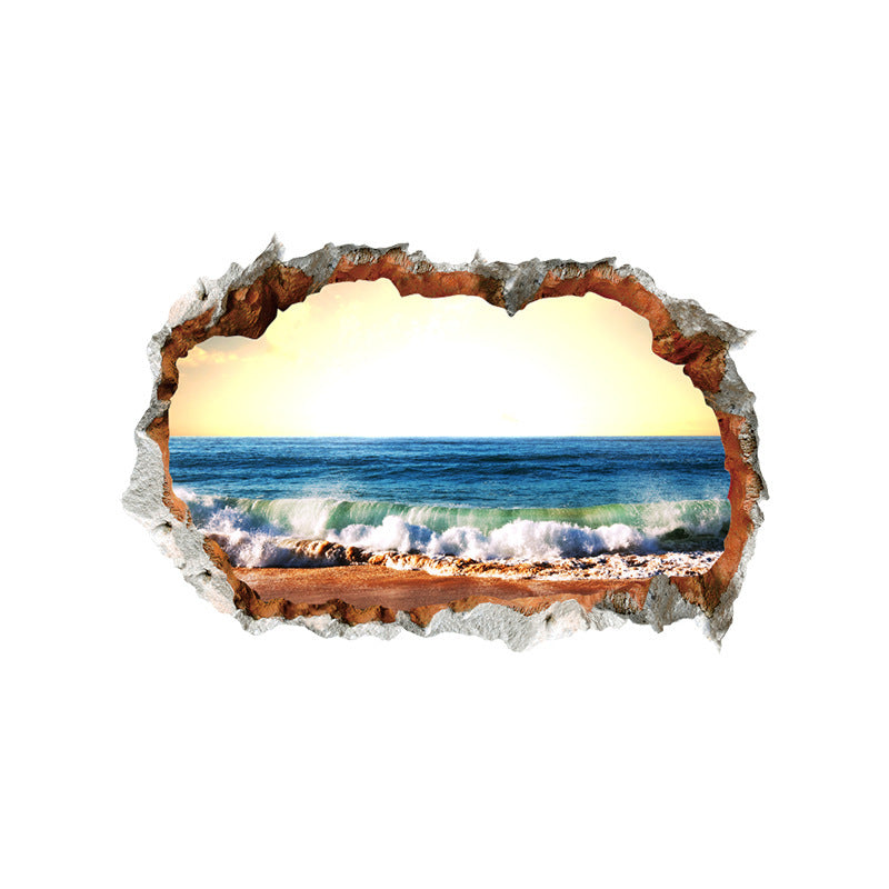 Ripped Landscape Wall Sticker Ocean Beach Decorative Painting